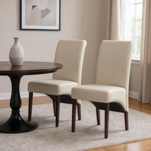 Load image into Gallery viewer, Wood Dining Parsons Chairs (Set of 2) - Cream / Brown
