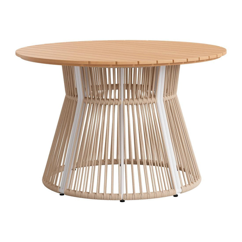 Solid Wood And Aluminum Pedestal Base Round Top Dining Table - Natural
