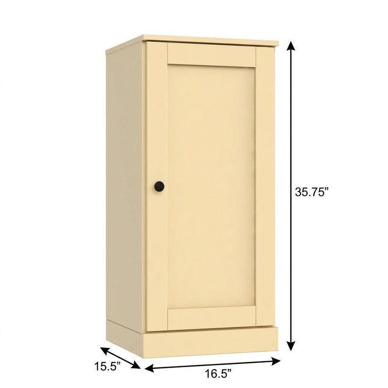Solid Wood Adjustable Three Tier Library Bookcase With One Door - Yellow