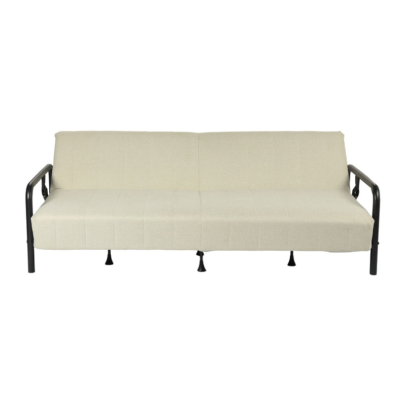 Fabric Convertible Futon Steel Sleeper Reclining Sofa - Beige