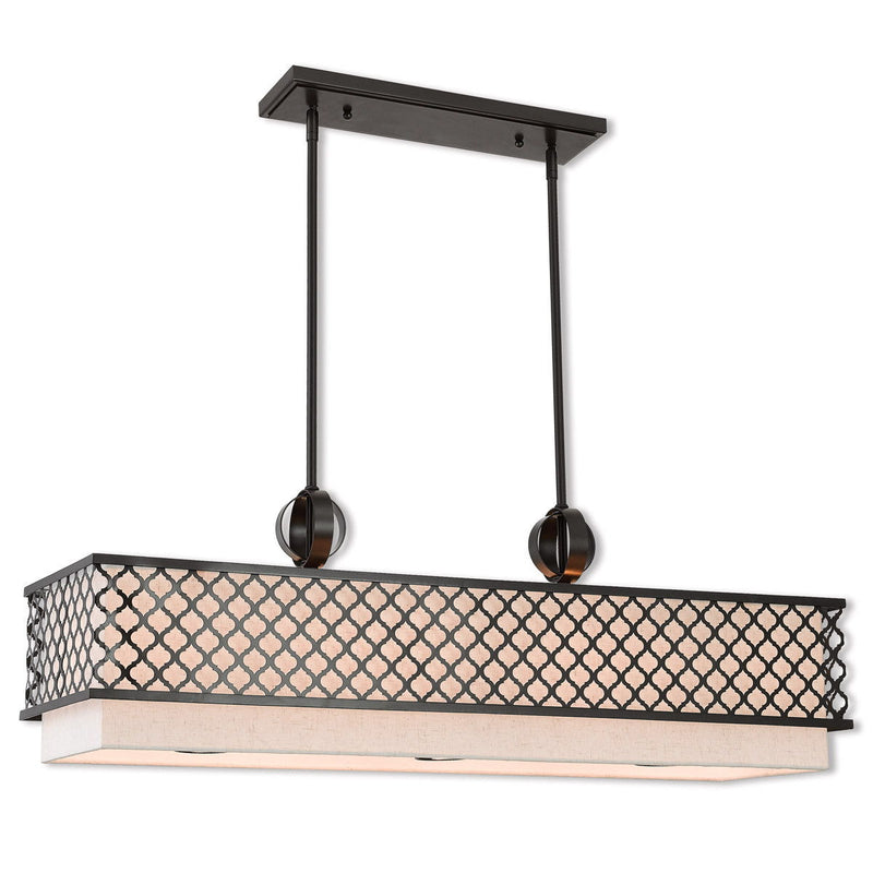 17" Nine Light Dimmable Chandelier With Shades - Bronze