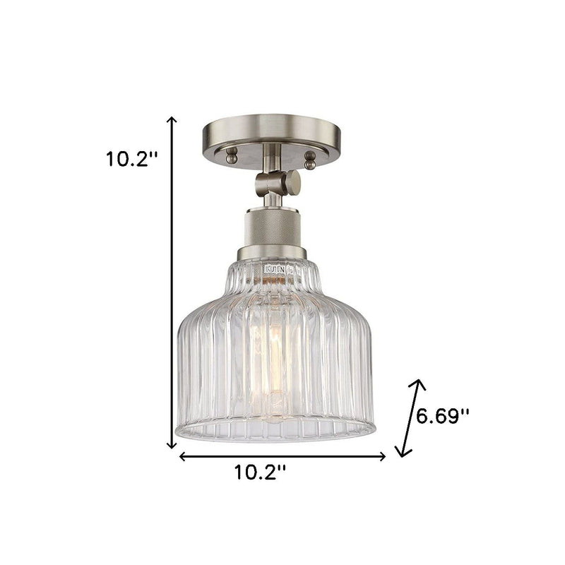 Shaded Dimmable Flush Chandelier With Shades - Nickel
