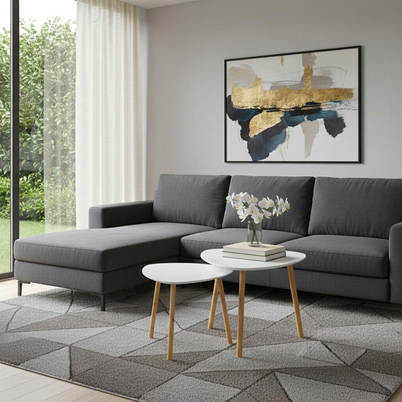 Solid Wood Triangle Nested Coffee Tables (Set of 2) - White