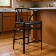 Load image into Gallery viewer, 27" Mid-Century Solid Wood Counter Height Bar Chair - Black
