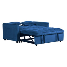 Load image into Gallery viewer, Sleeper Loveseat With Toss Pillows - Blue / Black
