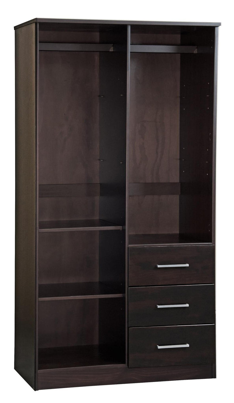 Solid Wood Mirrored Two Door Three Drawer Combo Dresser - Dark Brown