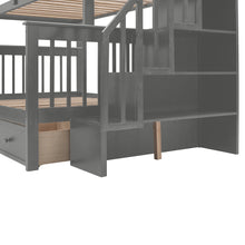 Load image into Gallery viewer, Stairway Twin-Over-Full Bunk Bed with Drawer, Storage and Guard Rail for Bedroom, Dorm, for Adults, Gray color(Old SKU: LP000219AAE)
