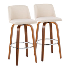 Load image into Gallery viewer, Toriano - Mid Century Modern Fixed Height, Barstool With Swivel With Round Footrest (Set of 2)
