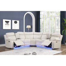 Load image into Gallery viewer, Lacrosse - Power Reclining Sectional Sofa &amp; Bluetooth Speakers, LED Lights, Console Storage, Cup Holders And USB Charging - Beige
