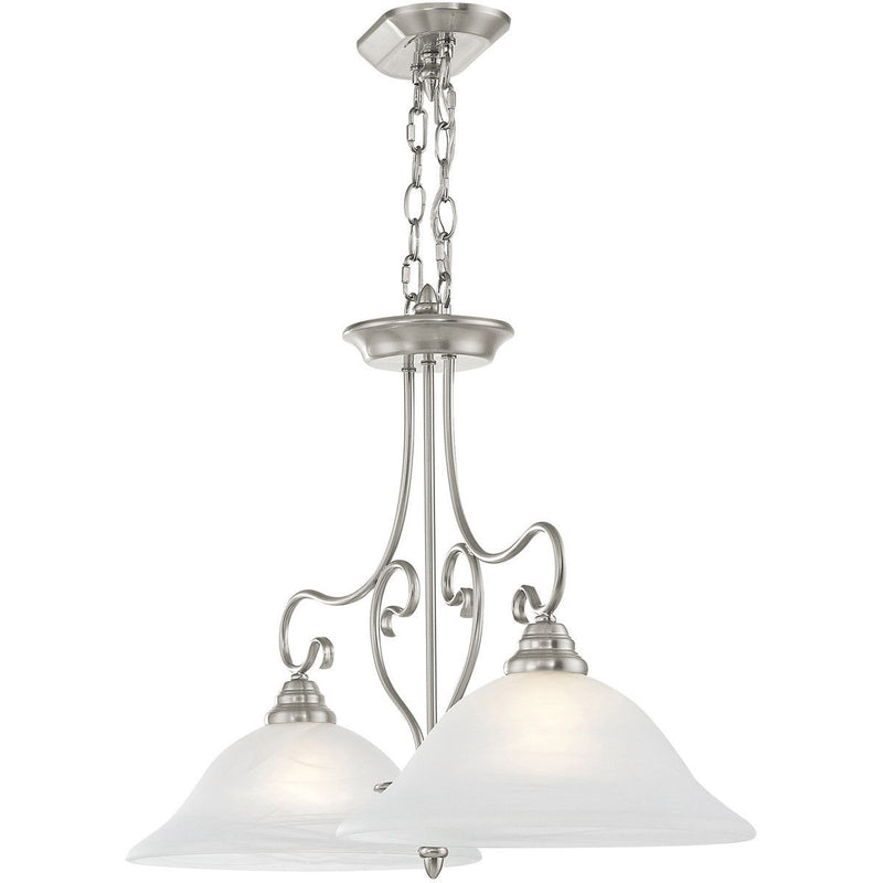 21" Two Light Dimmable Chandelier With Shades - Nickel