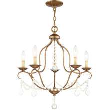 Load image into Gallery viewer, 24" Five Light Dimmable Chandelier With Shades - Antiqued Gold
