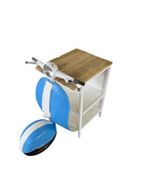 Load image into Gallery viewer, Solid Wood End Table With Two Shelves - Brown / Blue / White
