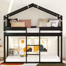 Load image into Gallery viewer, Twin Over Twin Bunk Bed Wood Bed with Tent, Espresso
