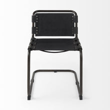 Load image into Gallery viewer, Leather Metal Open Back Dining Side Chair - Black

