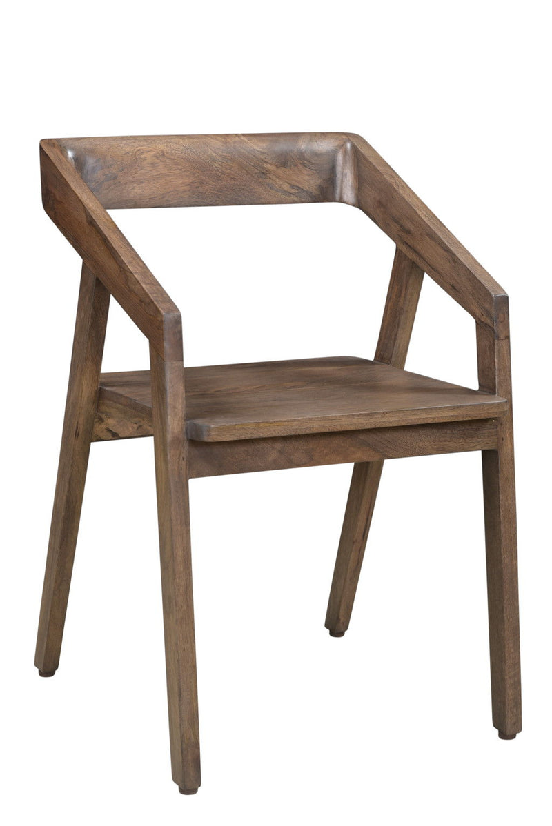 Solid Wood Open Back Dining Arm Chair - Dark Brown