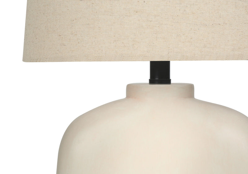 Geometric Table Lamp With Beige Empire Shade - Cream