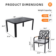 Load image into Gallery viewer, Outdoor Patio Furniture Dining Set With Sunbrella Fabric, Rectangular Table With Umbrella Hole

