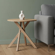 Load image into Gallery viewer, Distressed Solid Wood Round Cross Legs End Table - Natural
