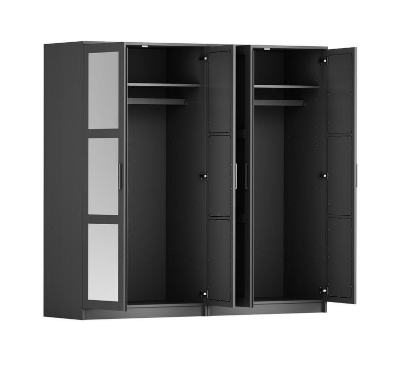 Solid Wood Mirrored Four Door Combo Dresser (765112) - Gray