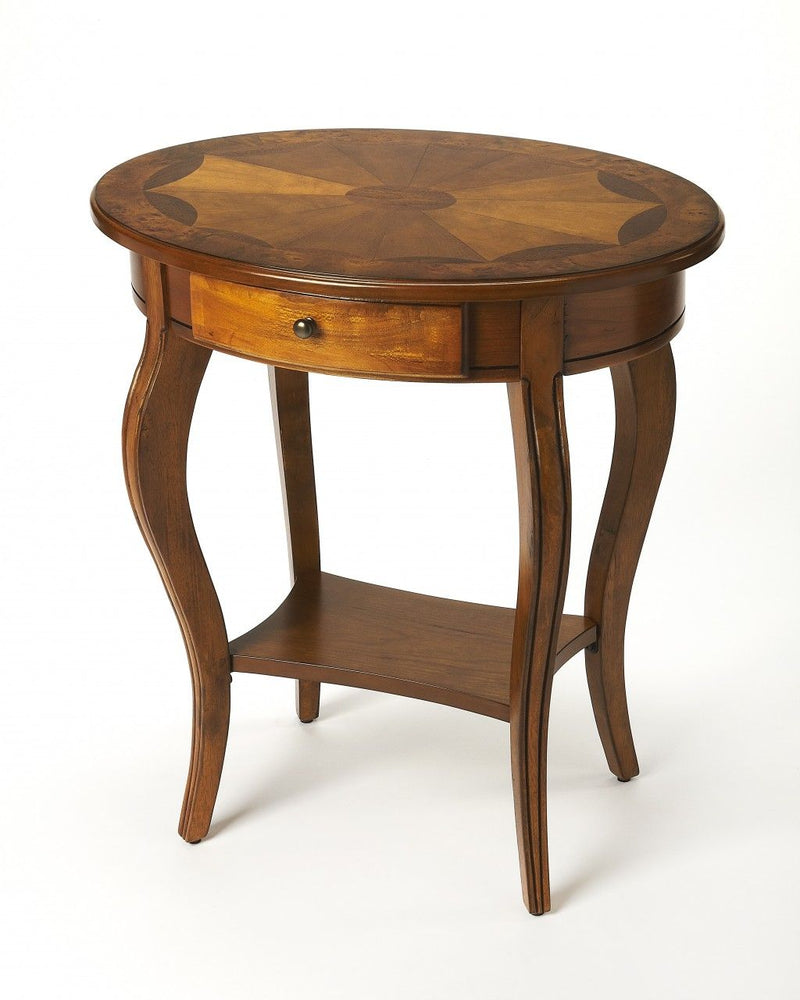 Oval Coffee Table With Shelf - Brown