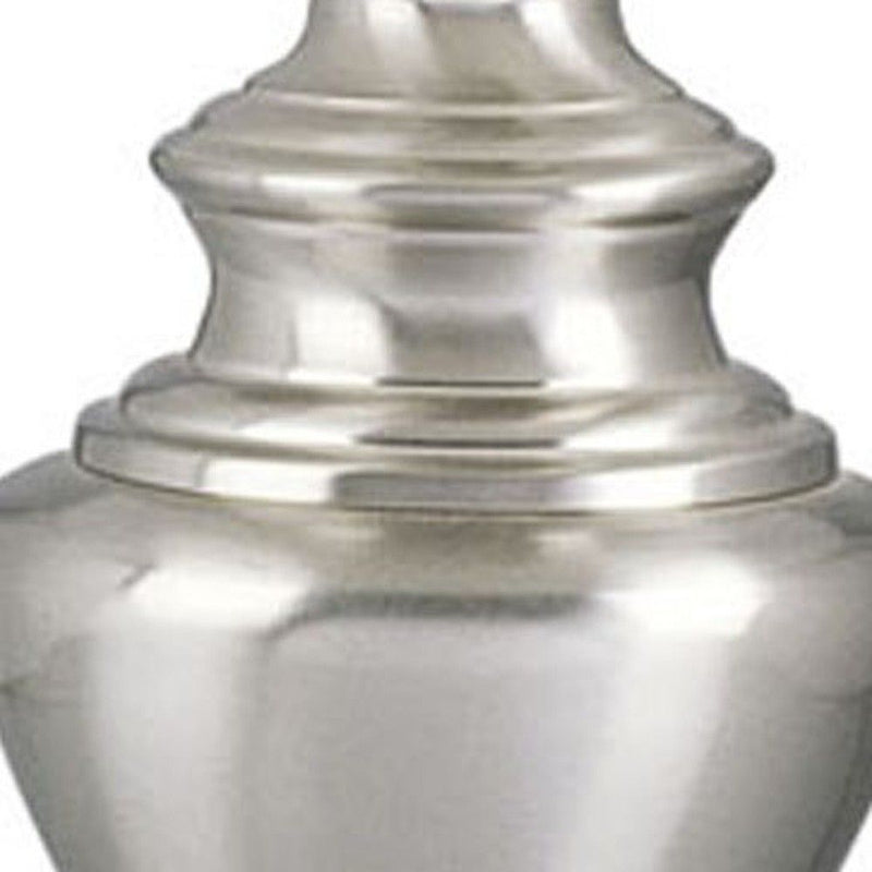 Metal Urn Table Lamp With White Classic Empire Shade - Nickel