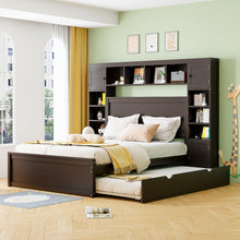 Load image into Gallery viewer, Bed With All In One Cabinet, Shelf And Sockets, Twin Long Trundle
