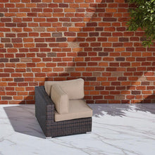 Load image into Gallery viewer, Outdoor 33&quot; Wide Corner Wedge With Cushions - Beige / Brown
