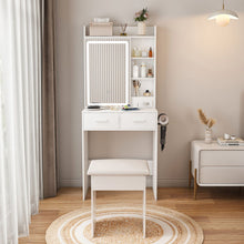 Load image into Gallery viewer, Wood Mirrored Two Drawer Vanity Table Lights - White
