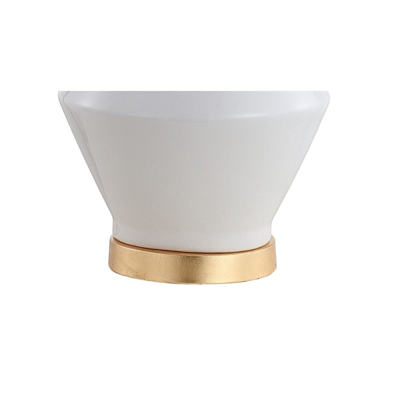 Novelty Bedside Lamp With Drum Shade - White / Gold