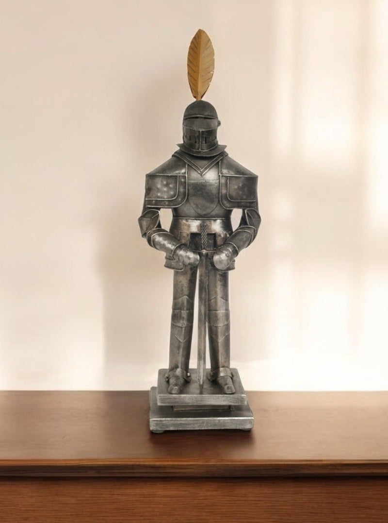 Medieval Armor Suit Tin Antique Decor - Silver