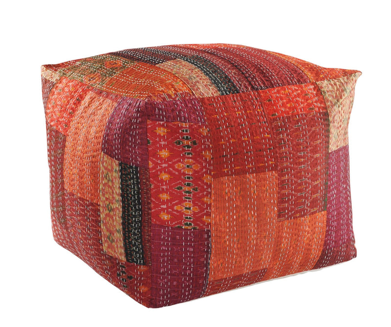 Cotton Blend Ottoman - Red