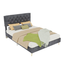 Load image into Gallery viewer, Upholstered Bed With Tufted Headboard

