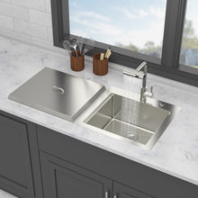 Load image into Gallery viewer, 21" Drop In Kitchen Sink With Pull Out Faucet And Sink Cover, 16 Gauge - Brushed Nickel
