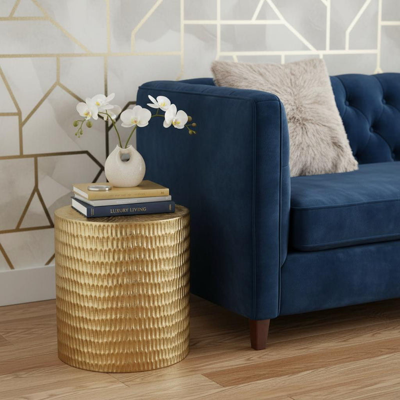 Manufactured Wood Solid Wood Round End Table - Gold