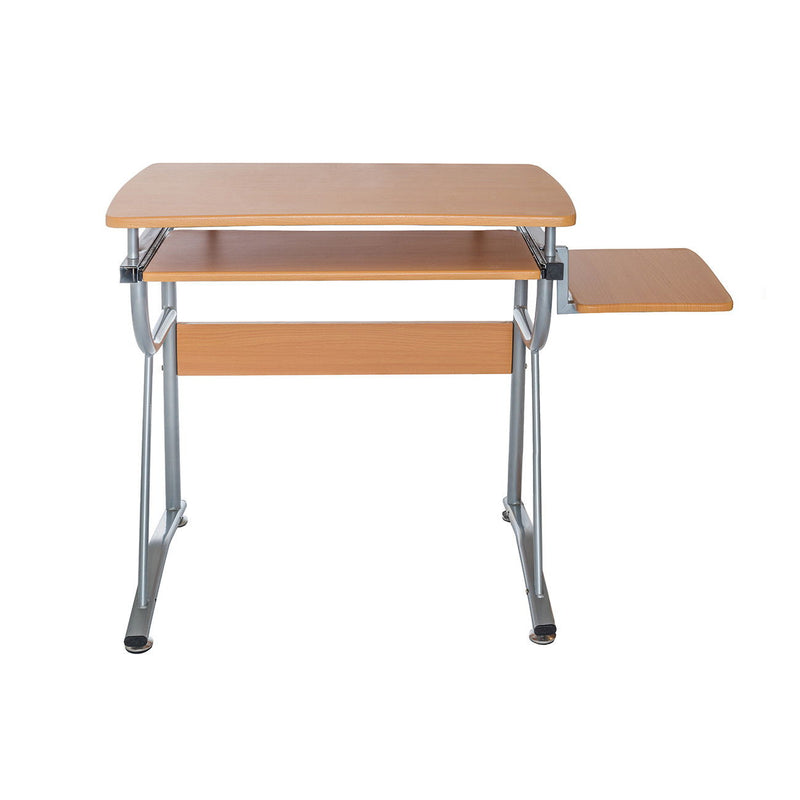 Stainless Computer Desk - Oak / Silver