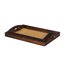 Load image into Gallery viewer, 20" Rectangular Woven Wood Tray With Handles (Set of 3) - Brown

