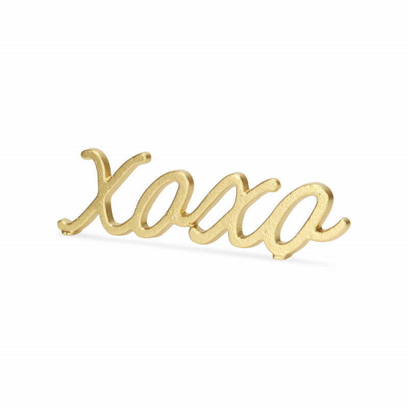 Hand Painted XOXO Sentiment Tabletop Sculpture - Gold