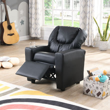 Load image into Gallery viewer, Sally Deluxe Kids Recliner Chair With Cup Holder - Black
