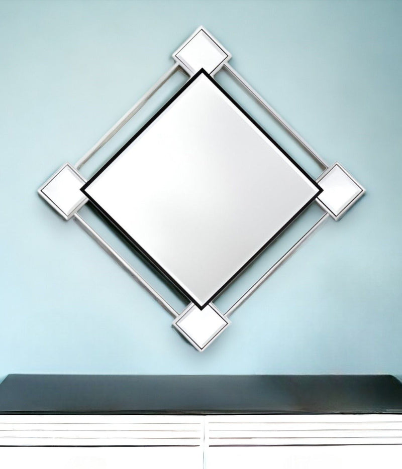 45" Abstract Metal Framed Accent Mirror - Black / Gray