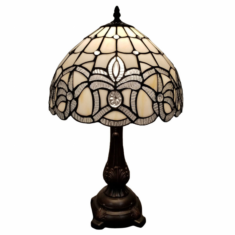 19" Metal Candlestick Table Lamp With White Dome Shade - Dark Brown