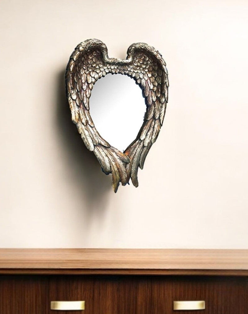 22" Antiqued Heart Resin Framed Accent Mirror - Gold