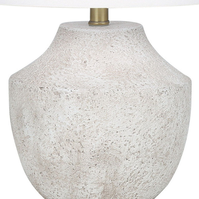 Concrete Urn Table Lamp With Empire Shade - Cream