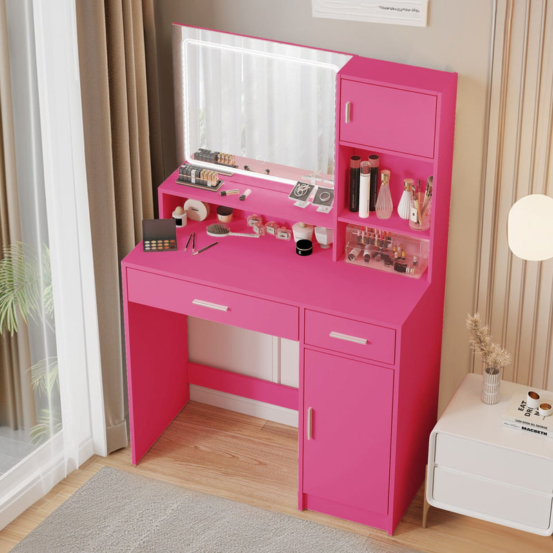 Wood Lighted Two Drawer Dresser - Pink