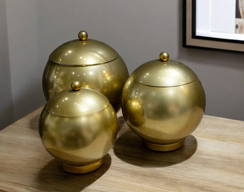 Decorative Lidded Canisters (Set of 3) - Gold