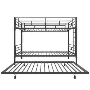 Bunk Bed Twin over Twin with Trundle Black,CPC Certified,No Box Spring Needed,Heavy Duty,Easy to assemble