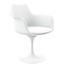 Load image into Gallery viewer, Upholstered Faux Leather Dining Swivel Arm Chair - White
