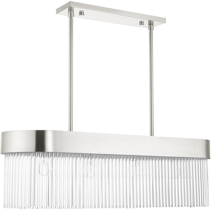 19'' Four-Light Dimmable Chandelier With Shades - Nickel