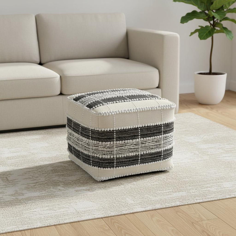 18" Fabric Pouf Ottoman - Blue