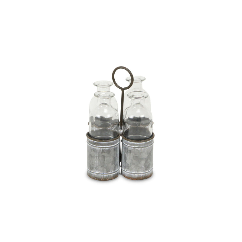Galvanized Decorative Bottle Tabletop Sculpture (Set of 4) - Clear