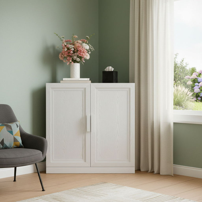 Wood Corner Accent Cabinet - White